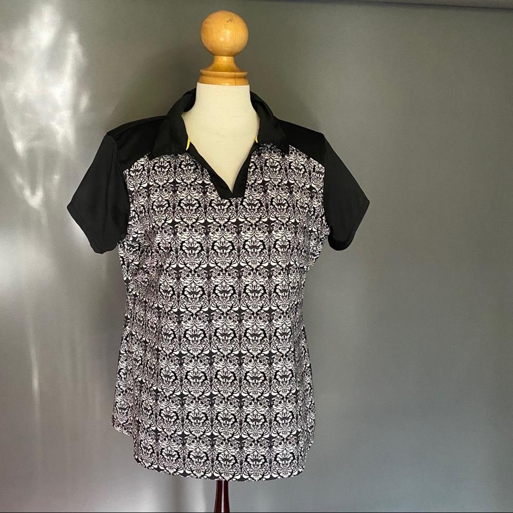 Lopez desert dry golf shirt with eye catching design.